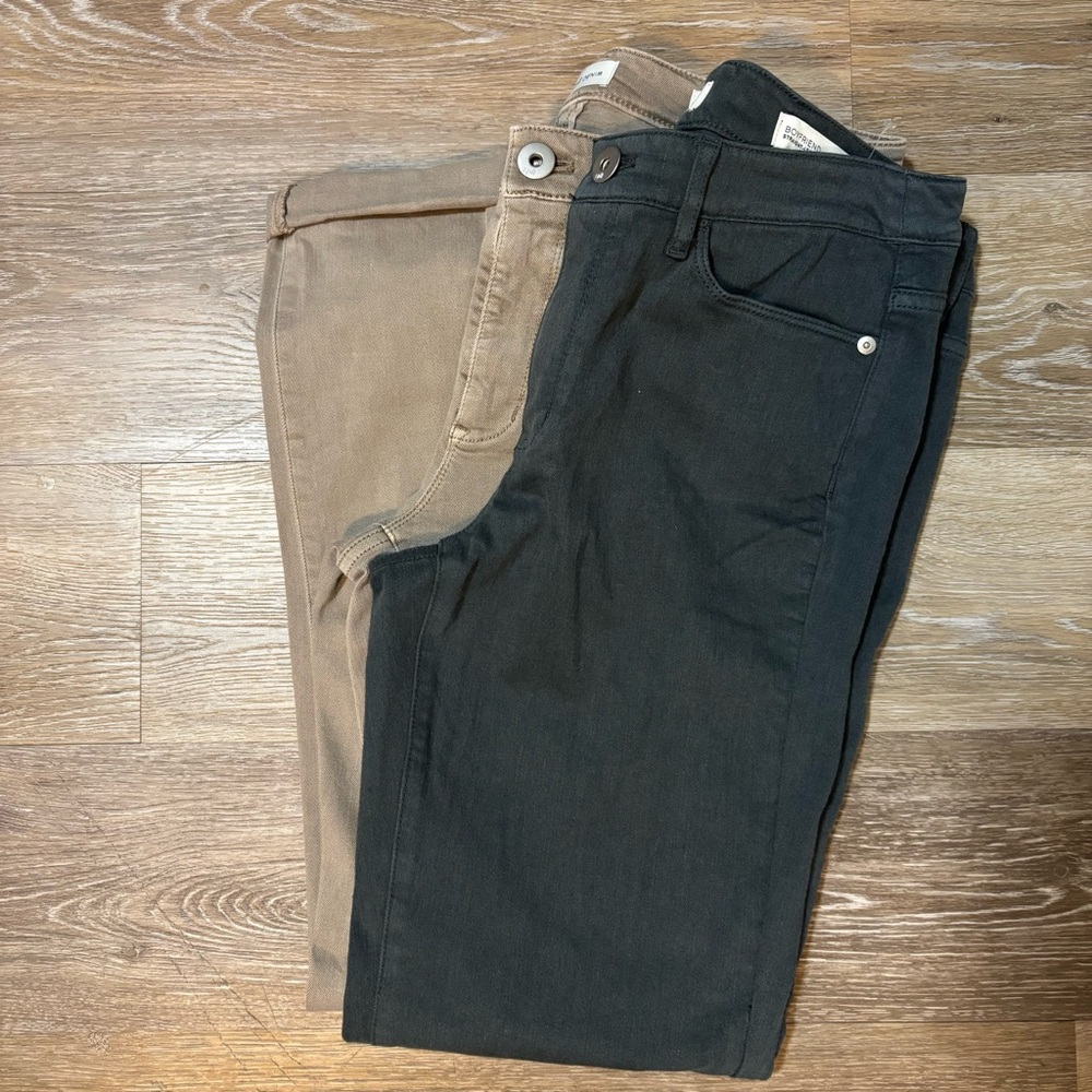 2 pair | J. Jill Boyfriend Straight Leg Denim Pants | Pinegreen & Tan | Wms Sz 6